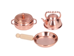 Mali conjunto de Panelas de Cozinha Miniatura 1:12 para Casinha de Bonecas Metal (3 Peças)