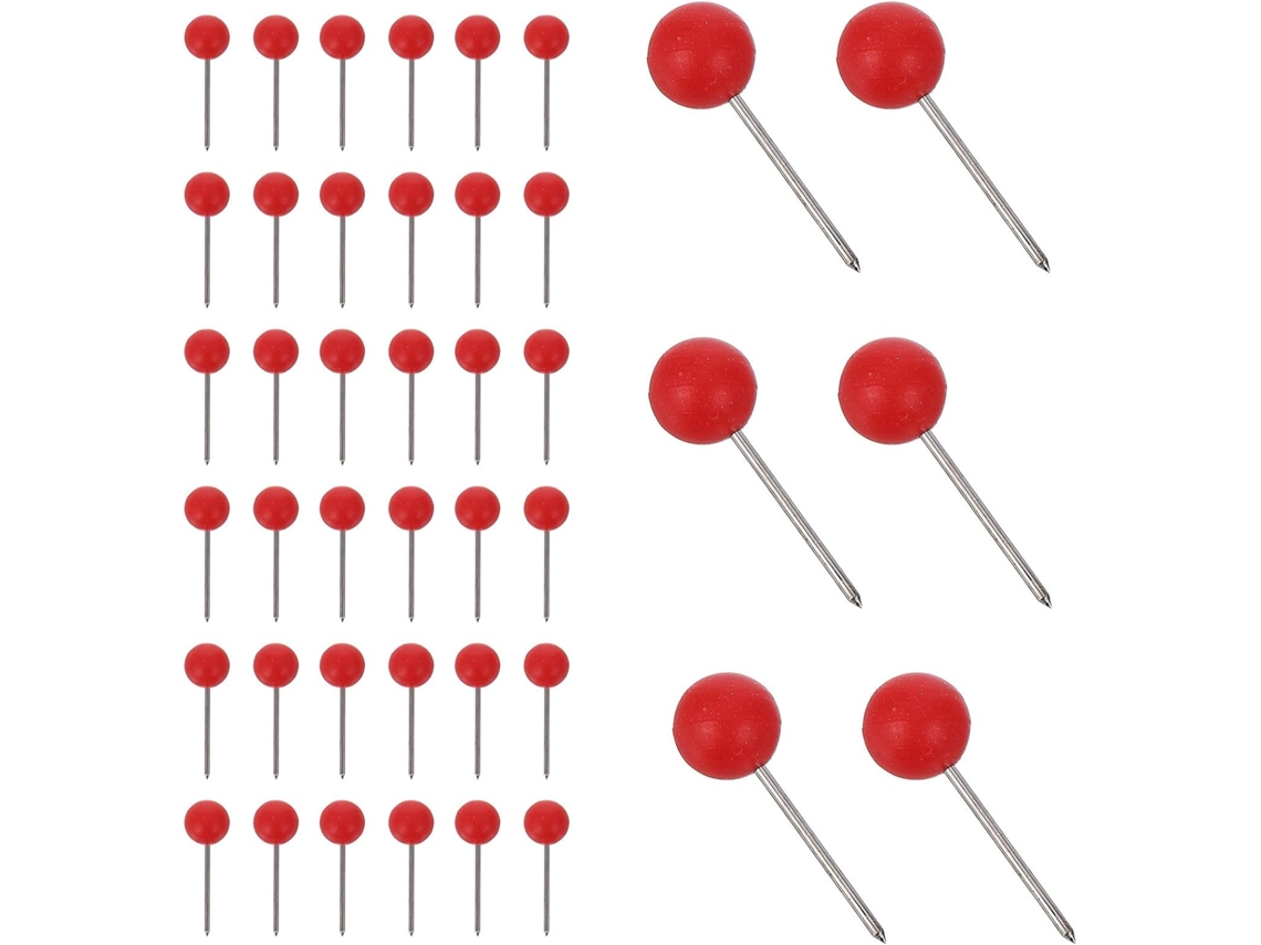 Tachinhas de Cortiça Vermelha Mobestech, Tachinhas de Plástico Com Pequena Cabeça Redonda Para Mapas e Quadros