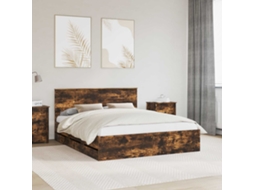 Vidaxl Estrutura Da Cama Com Gaveta Carvalho Defumado 160 X 200 Cm