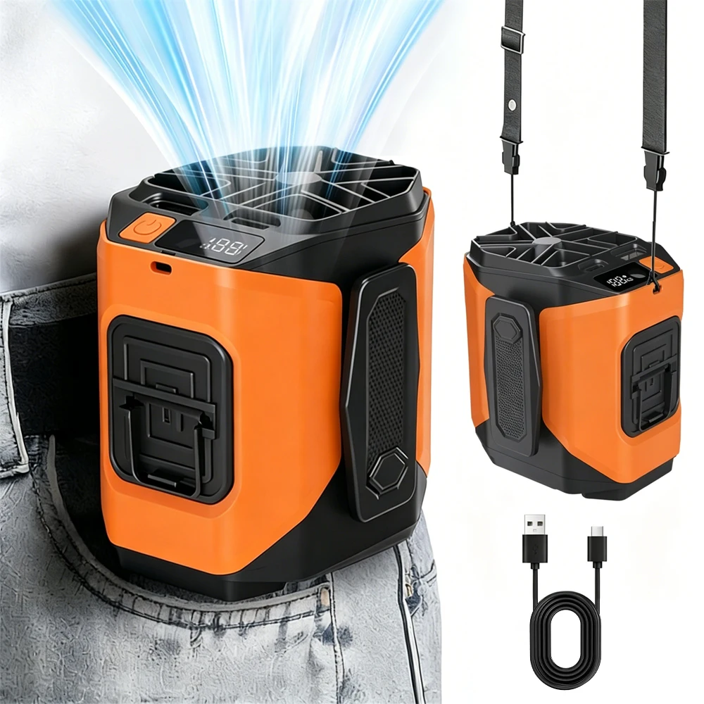 (modelo 1 - Laranja) Ventilador Portátil 3 Em 1 Para Pescoço E Mesa, Bateria De 6000mah, Recarregável Via Usb
