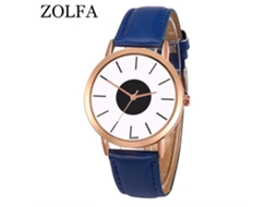 Relógio masculino de quartzo com pulseira de couro, estilo clássico e elegante, azul royal.