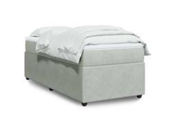 Cama Com Molas/colchão 90x200 Cm Veludo Cinza-claro