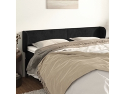 Cabeceira de cama c/ abas veludo 183x23x78/88 cm preto