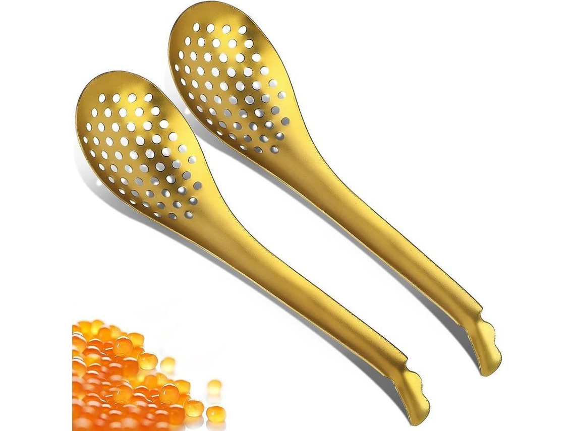 2026 colher de Barra Fendida de Aço Inoxidável para Esferificação Molecular Mixologista Ouro 16,5cm