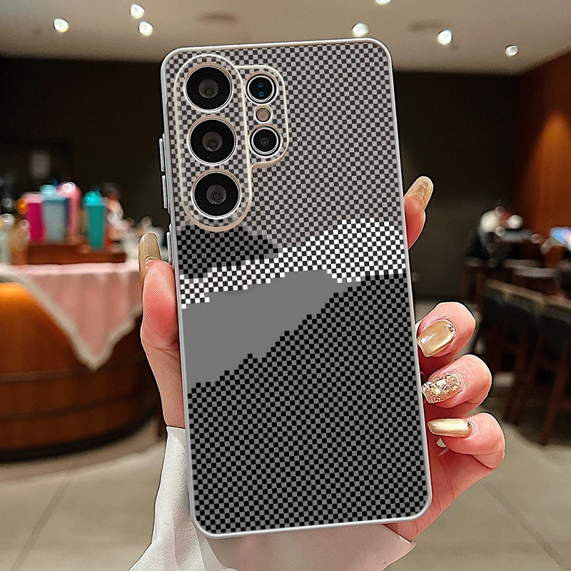Capa Magnética Para Celular Galaxy S25 Com Estampa Retrô Listrada (cinza)