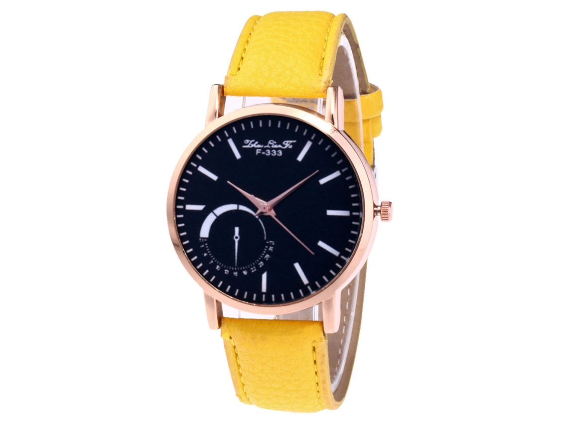 Reloj Analógico De Cuarzo Con Correa De Cuero Pu Para Hombres Zhoulianfa (amarillo)