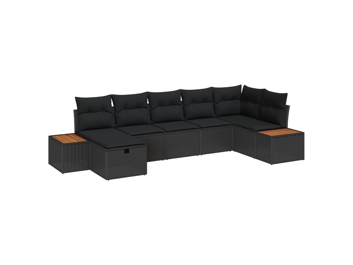 Conjunto 8 Móveis Para Exterior Vidaxl Preto Vime Pe (319 X 154 X 85 Cm)