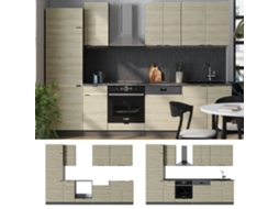 Cozinha Fame Line, 300cm Sem Bancada, Carvalho Lambris/aneltracite, Antracite, Vicco