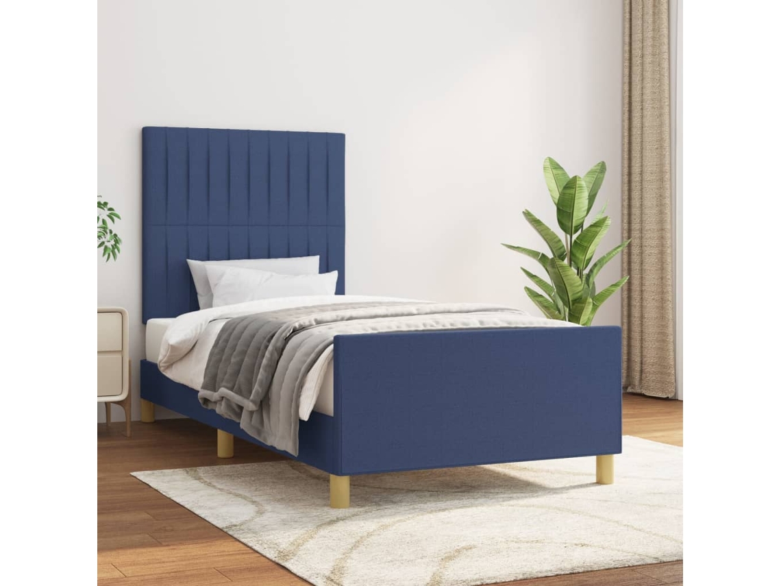 Vidaxl Estrutura De Cama Sem Colchão 90x190 Cm Tecido Azul