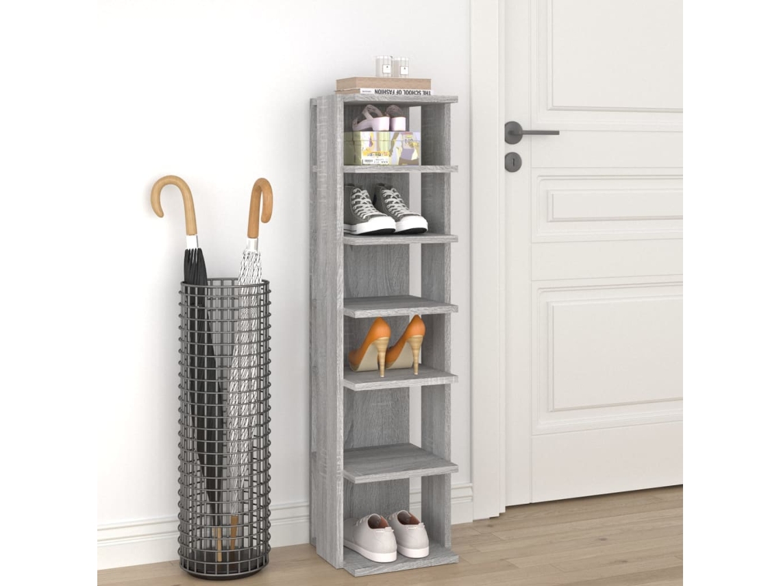 Vidaxl Sapateira 27,5x27x102 Cm Derivados De Madeira Cinzento Sonoma