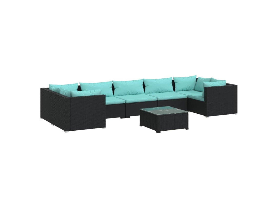 Maison Exclusive - 8 Pcs Conjunto Lounge De Jardim C/ Almofadões Vime Pe Preto
