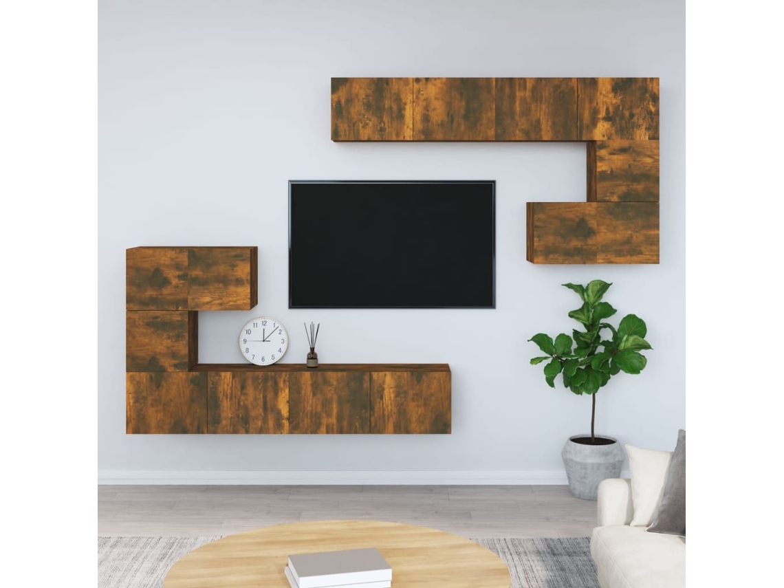 Wall-mounted Tv Cabinet, Wall-mounted Tv Cabinets Vidaxl Marrom Madeira Processada (n/a)