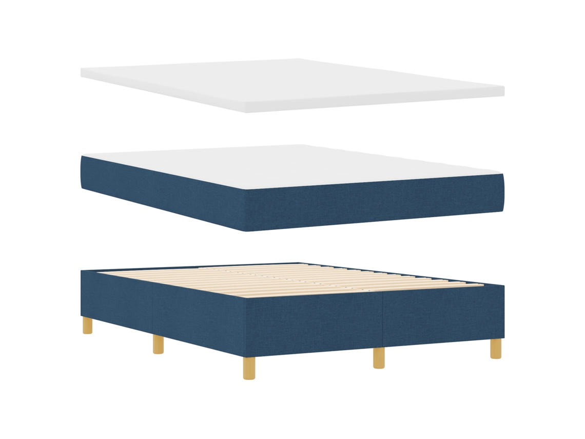 Conjunto 1 Cama Box Vidaxl Azul Poliéster (190 X 140 Cm)