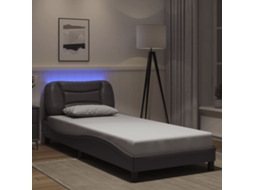 Vidaxl Estrutura De Cama Com Led Sem Colchão Hvar 90x190 Cm Cinzento