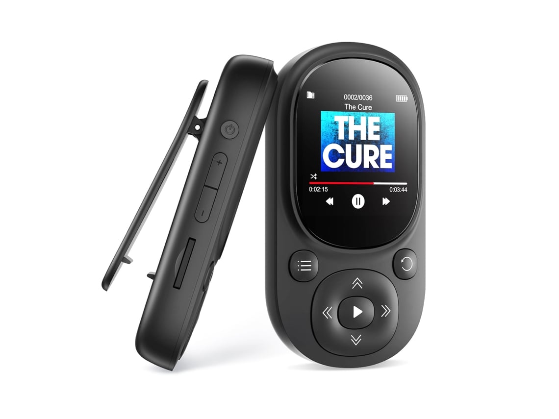 Leitor De Mp3 De 32 Gb, Compatível Com Bluetooth 5.3, Som Hifi, Ecrã De 1,5 Polegadas, Leitor De Mp3 Portátil, Com Clipe, Preto Sfushos