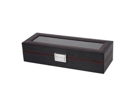 Caixa Protectora Para 6 Relógios Retangular C/ Janela Preto/vermelho Joseph Louis