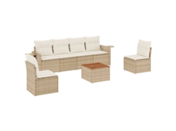 Maison Exclusive - 7 Pcs Conjunto De Sofás P/ Jardim Com Almofadões Vime Pe Bege
