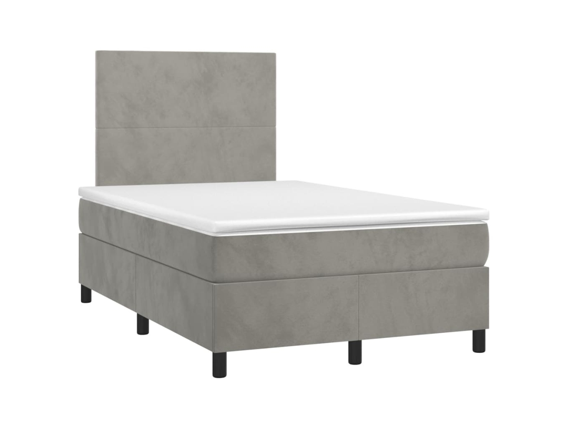Maison Exclusive - Cama Boxspring Com Colchão 120x190 Cm Veludo Cinzento-claro
