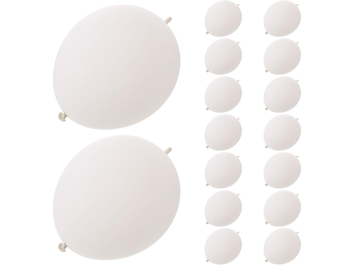 100 Balões Decorativos De Látex Branco Com Caudas Conectadas