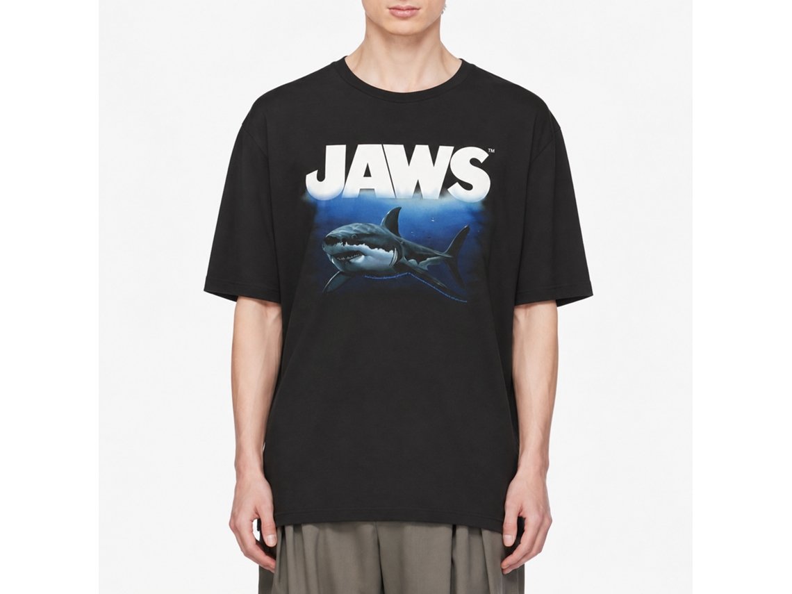 Rockinstone Jaws Movie Deep Blue Sea Black Adult T-shirt Size:l