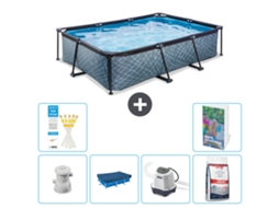 Piscina Exit Retangular Efeito Pedra 300x200x65 Cm 5 peças S301 EXIT TOYS