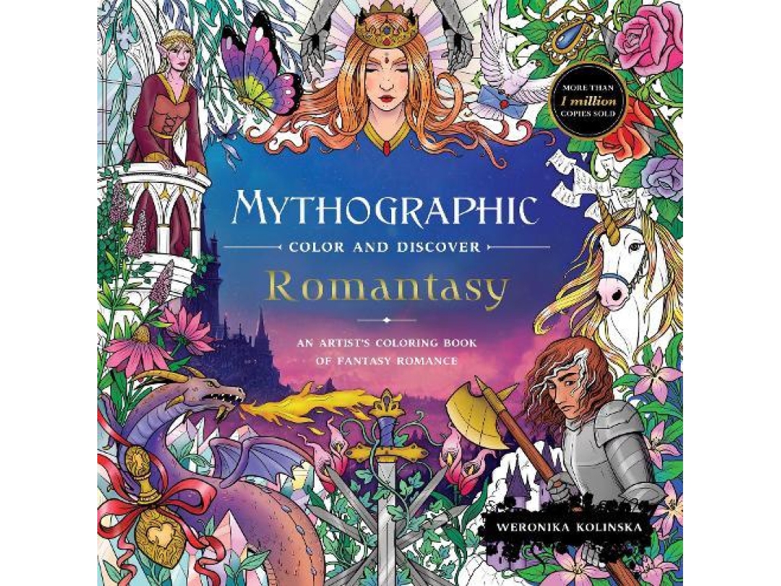Livro Mythographic Color and Discover Romantasy de Weronika Kolinska (Inglês)