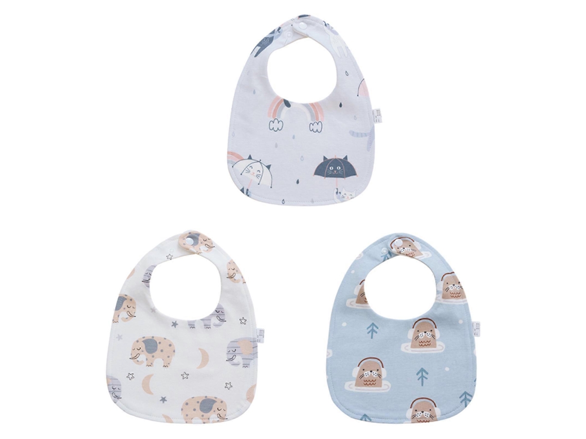 3 Unidades/Pack de Babadores para Bebês, Paninhos de Arroto para Amamentação, Avental para Bês com Estampa de Desenho Animado, Babadores Respirave