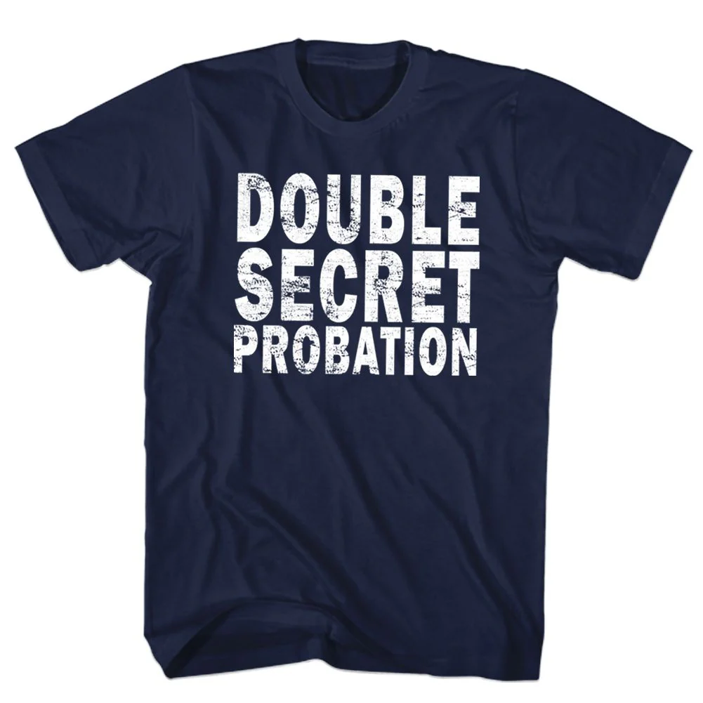 Unisex Adult T-shirt Rockinstone Animal House Movie Double Secret Probation Navy Sizexxl