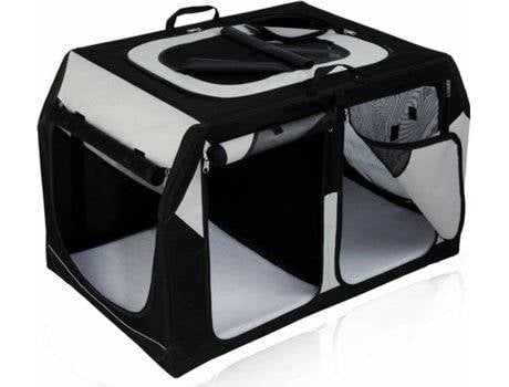 Transportadora de Carro, 2 Compartimentos para Cães  Anti Derrapante (Preto - Poliéster)