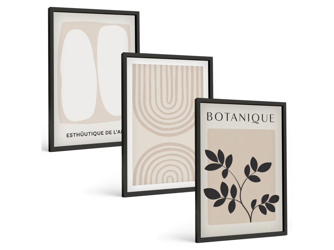 Conjunto De Pinturas Plantas Delicadas Em Estilo Boho Pôsteres Espelharte (3 Peças 40x60 Cm)