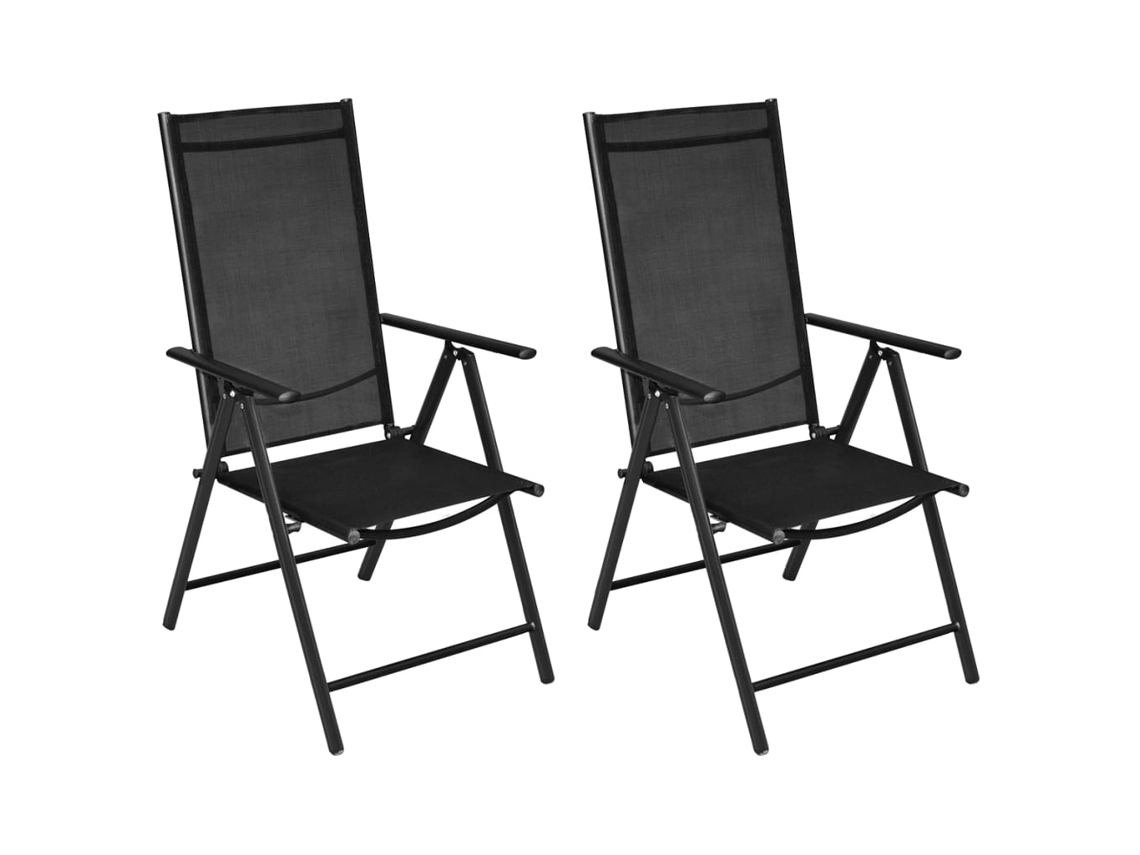 Cadeiras De Jardim Dobráveis 2 Pcs Alumínio E Textilene Preto Dkd Home Decor