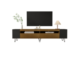 Gabinete De Tv Moderno, Visual Preto E Madeira – Comprimento 180 Cm-zz
