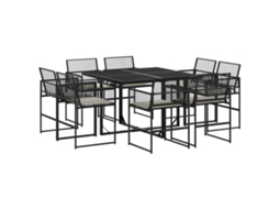 Conjunto de 9 Jantar para Jardim com Almofadões Vime Pe Preto MAISON EXCLUSIVE