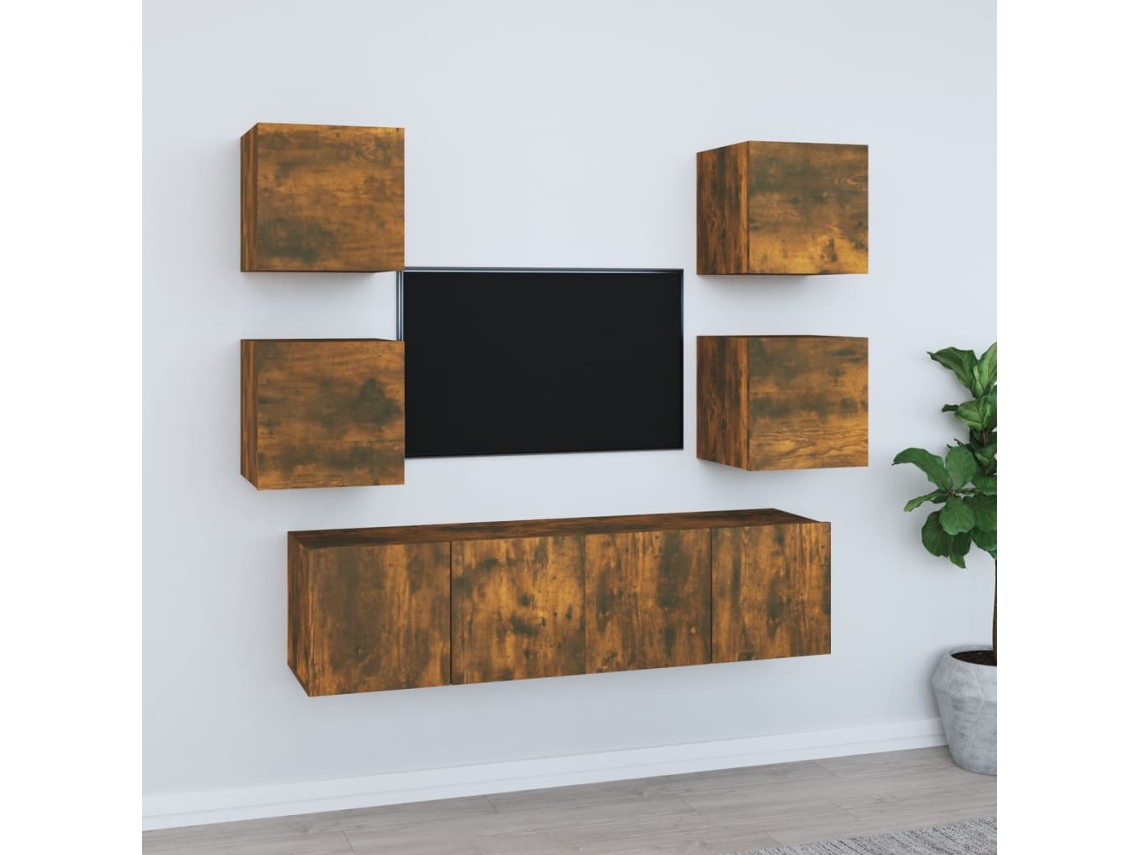 Tv Cabinet Set, Tv Cabinet Sets Vidaxl Marrom Madeira Processada (n/a)