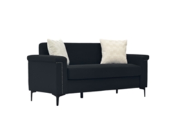 Sofá de veludo preto para sala, ideal como daybed ou poltrona relax, com espaço de armazenamento ORBITRA COMMERCE