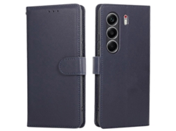 Capa Tipo Carteira Para Tecno Camon 40 4g, Com Suporte, Em Couro Pu, Com Alça De Pulso, Azul