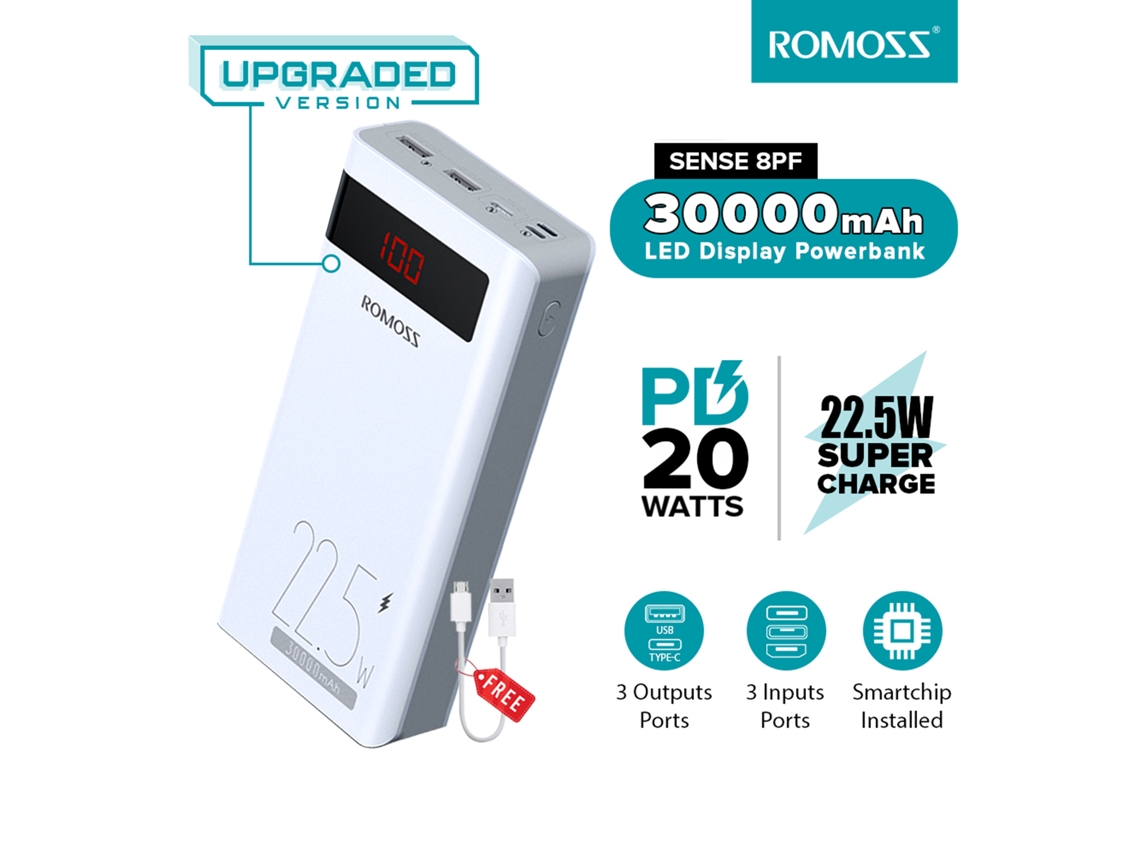 Power bank 30000mAh com carregamento rápido EOOCOO