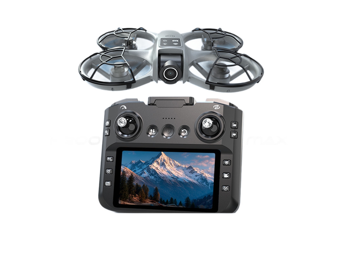 Drone Mini K200 Max 4k Profissional Hd Com Câmara Dupla Fpv E Ecrã De 4,5 Polegadas Para Comando 3 Baterías Cinzento Yizhood