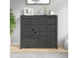 Mueble auxiliar de pino macizo gris 100x40x90 cm