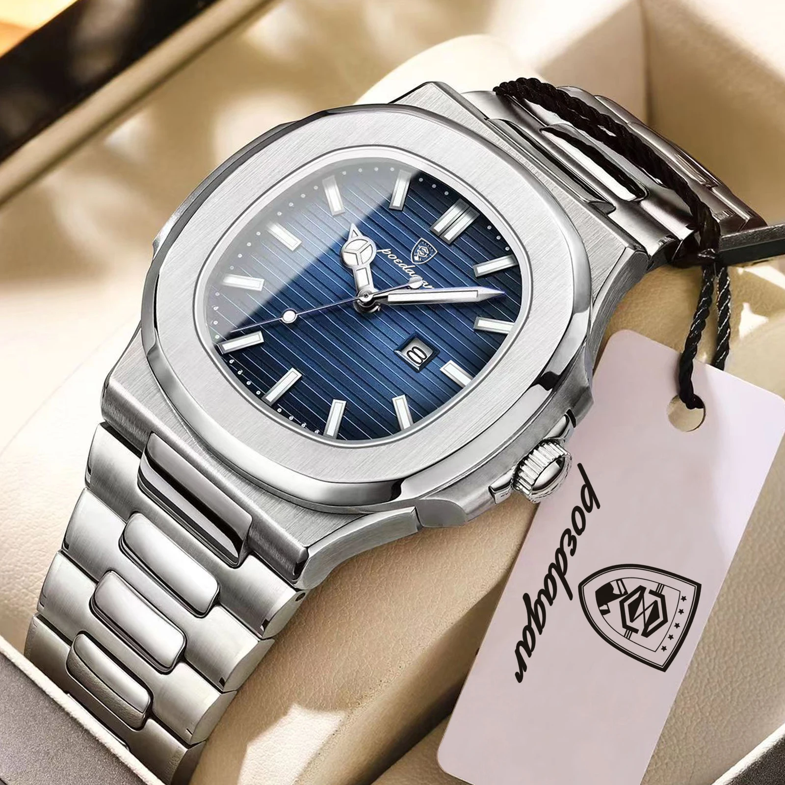 Relógio de quartzo masculino de luxo (roxo e azul), para negócios, alta qualidade, à prova d'água, luminoso, com visor de dados.