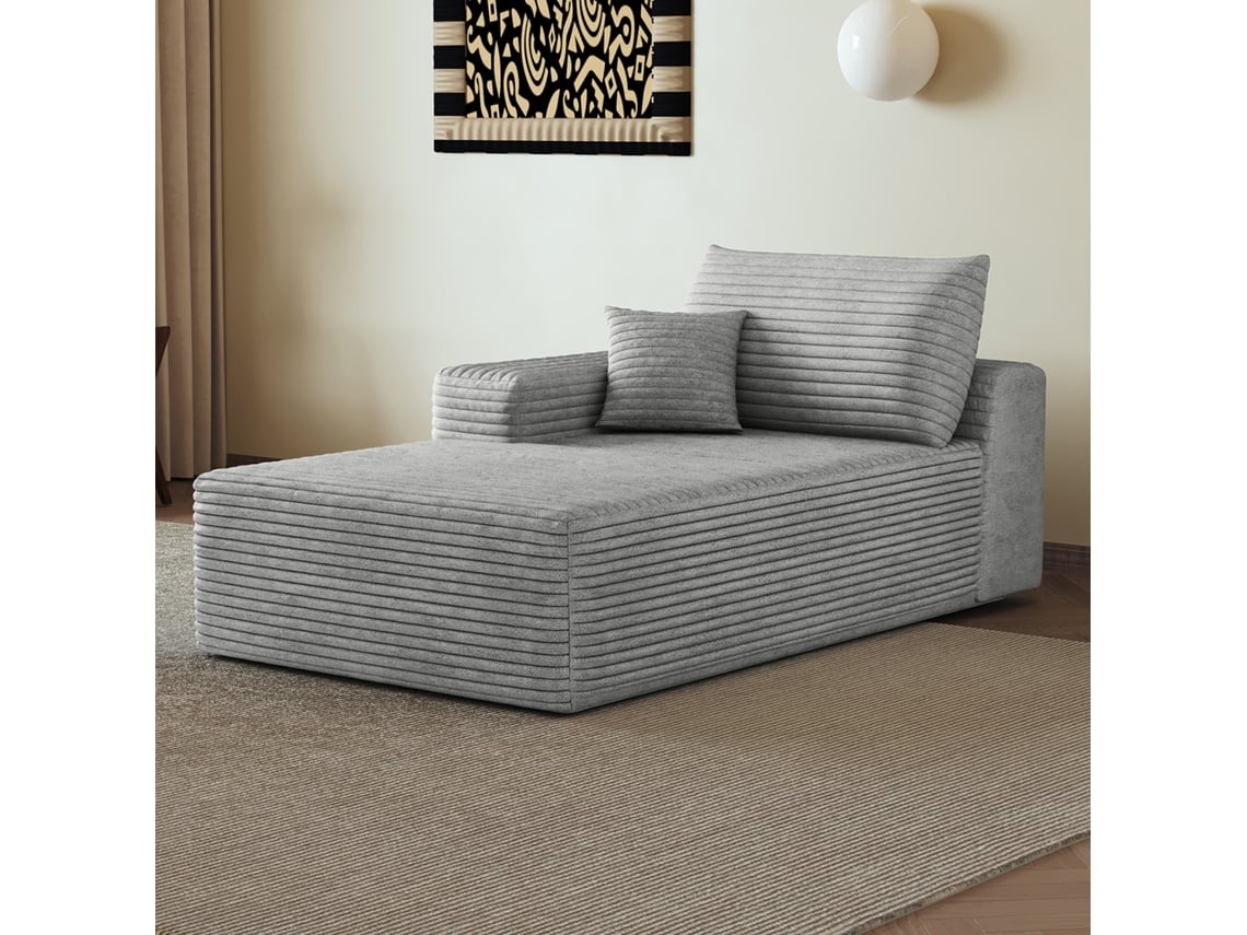 Sofá Modular , Módulo Esquerdo Dorminhoco Cor Cinza, Peça Combinável Para Sofá De Canto, Sala, Apartamento E Escritório