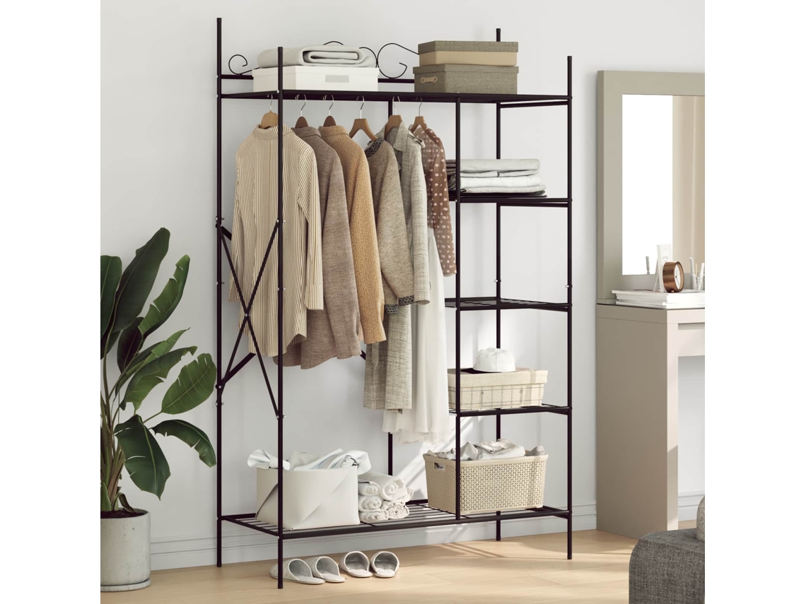 Vidaxl Guarda-roupa Aberto Preto 104,5 X 45 X 172 Cm Aço