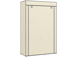 Armário Guarda-roupa Em Tecido Com Prateleiras Abertas, 103x43x162,5cm, Roupas Na Cor Creme