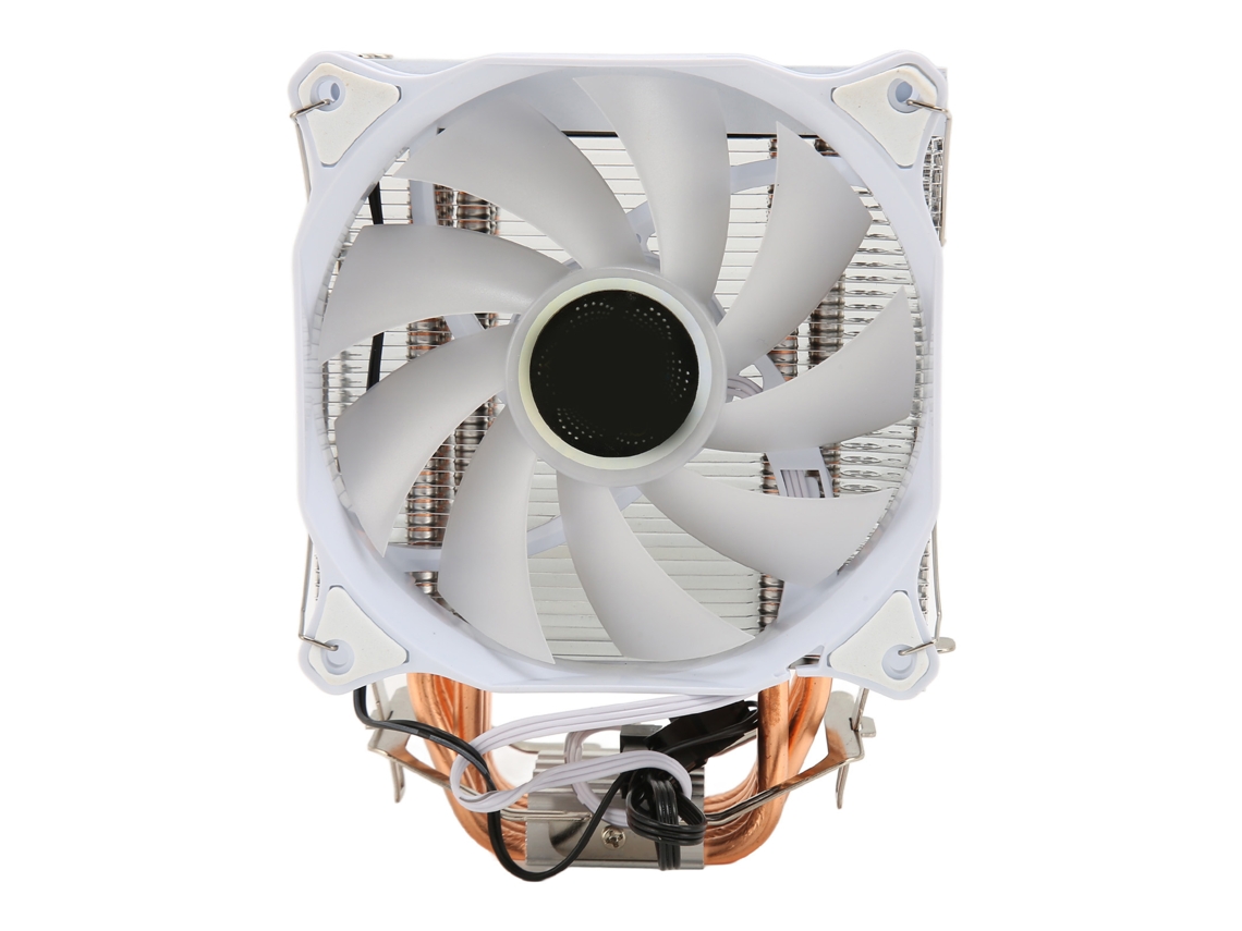 Refrigerador De Ar Argb Para Cpu Com 6 Tubos De Cobre, Ventilador 120mm, Branco Luz Dourada