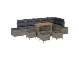 Conjunto 10 Móveis De Jardim Vidaxl Cinzento Vime Pe (319 X 154 X 85 Cm)