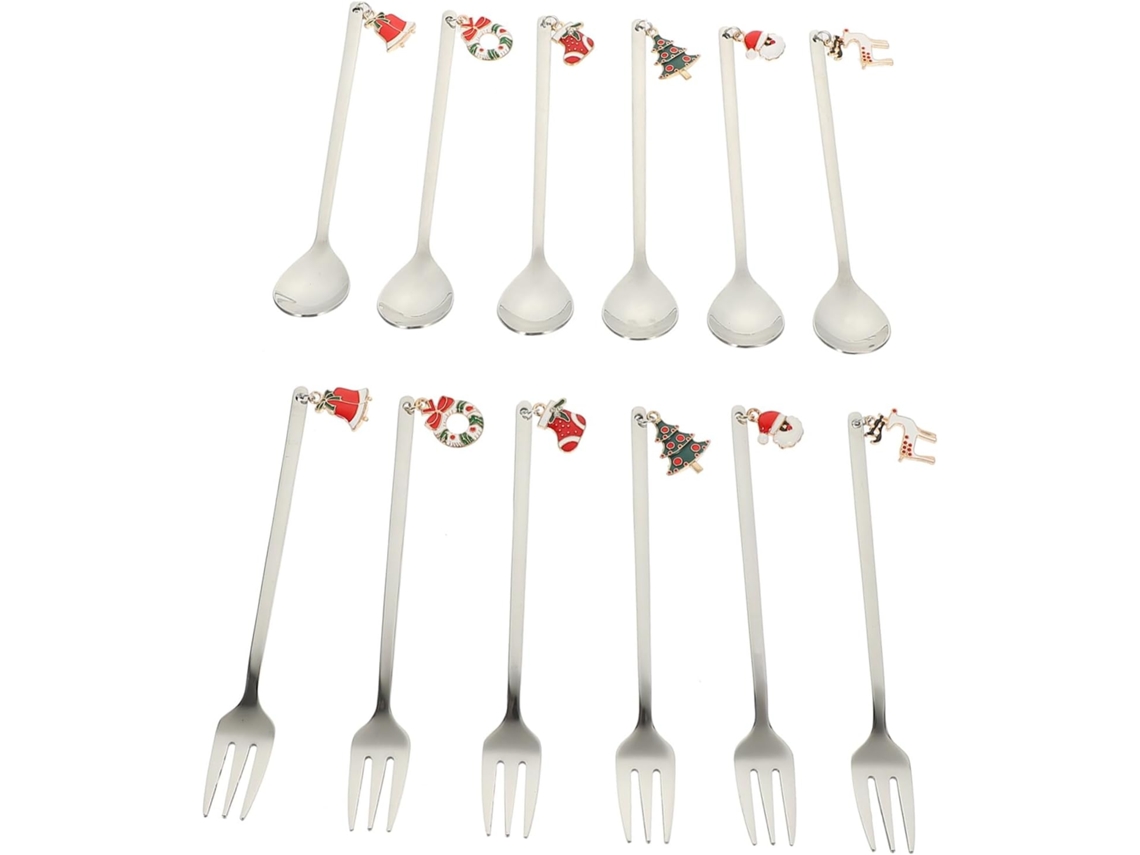 De Talheres Natalinos Em Aço Inox, Com Colheres E Garfos, Perfeito Para Decorar Sua Casa Com Gokoco