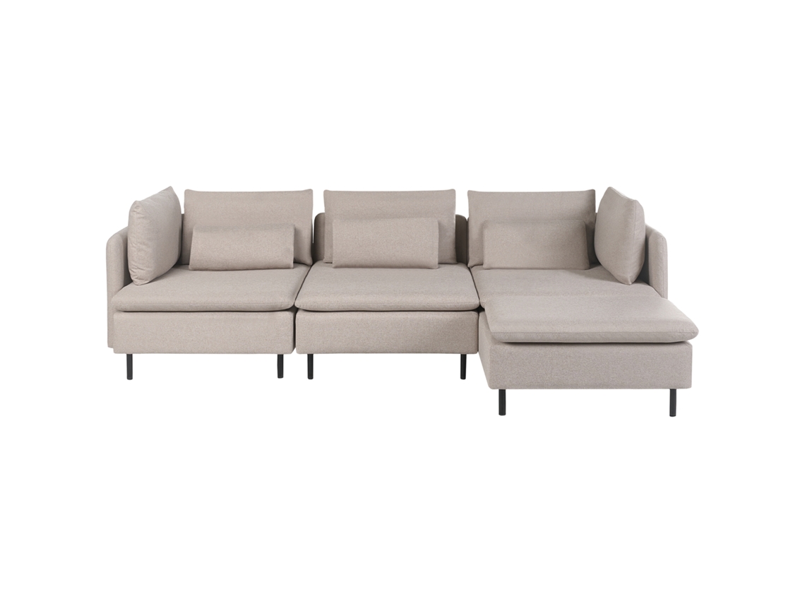 Sofá de Canto Modular de 3 Lugares Estofado BELIANI Egeris de Tecido Creme 275x149x80