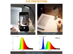 Lâmpada de Leitura Portátil Clip on Led Recarregável com 3 Cores | S/MARCA