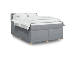 Vidaxl Cama Com Molas/colchão 140x200 Cm Tecido Cinzento-claro