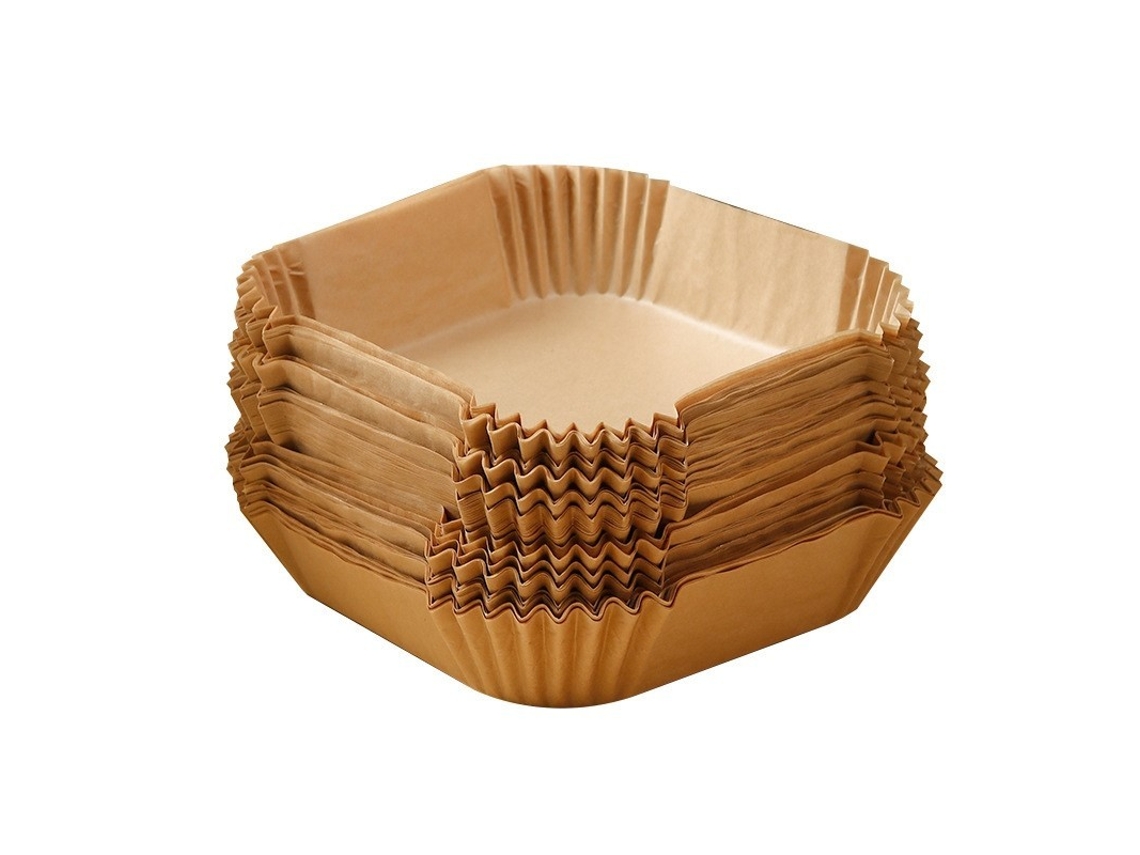 Forros De Papel Descartáveis Para Fritadeira Ar, 16 Cm, Pacote Com 100, Natural, À Prova Óleo, Antiaderente